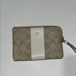 Coach Tan and Cream Signature Wristlet